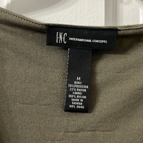 INC International Concept camo burn out long sleeved dress & shoulder appliqué - Picture 5 of 7